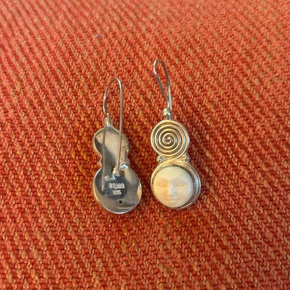 🌔Sajen moon drop earrings, porcelain and silver. So unique and rare! - Picture 3 of 3